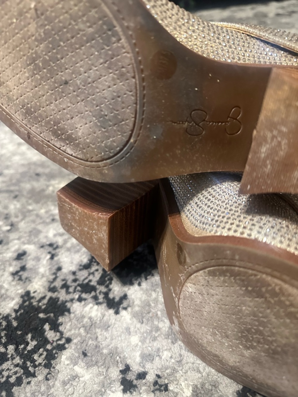 Jessica Simpson Gold Glitter Slouch Western Ankle Boots - Picture 5 of 7